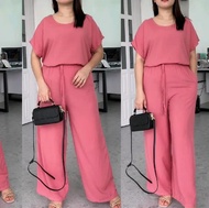 Simple Plain Challis Blouse Manggas and Pants Terno Set for Women - Fits up to 2XL