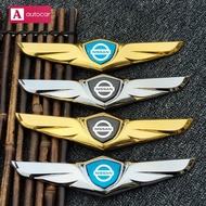 LAIFU สำหรับ Nissan รถด้านหน้าเครื่องประดับ Bonnet โลหะตกแต่งโลโก้ Angel Wings สติกเกอร์ Fit Versa NP300 March Sentra เตะ X-Trail NV350 Caravan อุปกรณ์เสริม