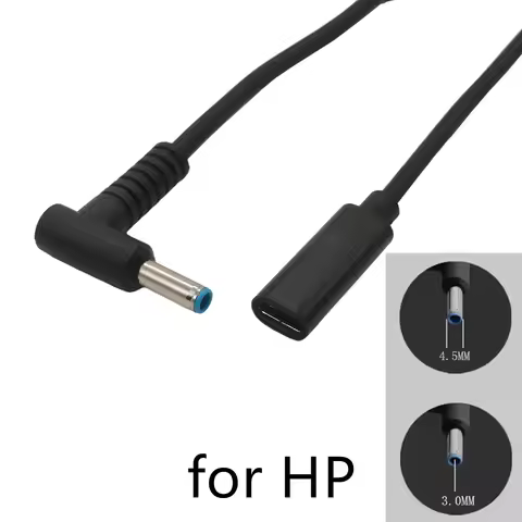 Type C Female to 4.5x3.0mm Plug Converter 65W USB C PD Fast Charging Cable for HP Laptop Charger DC 