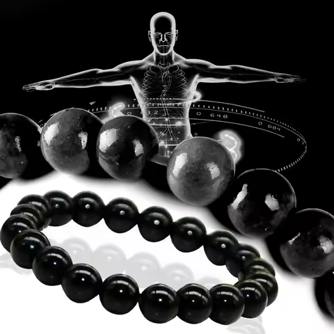 Natural Black Obsidian Stone Bracelet Promote Blood Circulation Relax Anxiety Relief Healthy Weight 