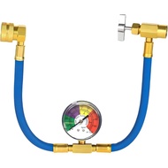 R134A Refrigerant Charge Hose Kit, 18.1" R134a AC Refrigerant Charging Hose with Gauge, Auto A/C Ref