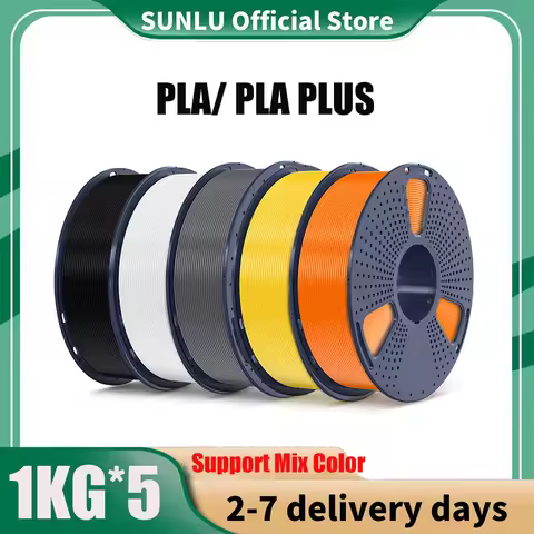 SUNLU 5KG PLA/ PLA Plus Filaments 5 Rolls 3D Filament 1KG/roll 1.75mm 100% Filament Lines Up Neatly 