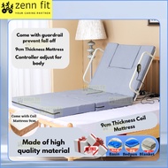 Electric Backrest Foldable Bed Adjustable Support Bed with Controller / Mattress