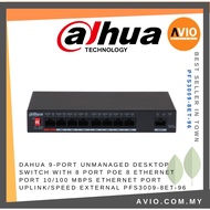 Dahua 8 Port Unmanaged POE Switch 8x POE 1x Uplink Ethernet LAN Network Port Max 96Watt 250m Distance PFS3009-8ET-96