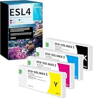 Junnchee ESL4 Ink 220ml Compatible for Roland Eco-Sol MAX2 MAX 2 Ink ESL4-BK ESL4-CY ESL4-MG ESL4-YE