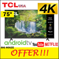 TCL 75 inch 4K HDR ANDROID 9.0 SMART LED TV Q UHD 75P615 with Google Play Store (Bigger than 60 65 70 inch)