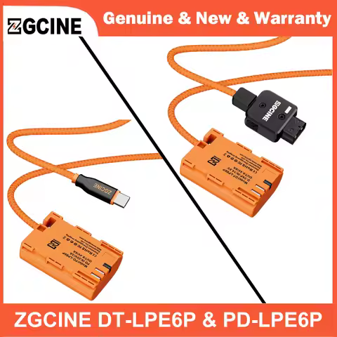 ZGCINE D-Tap to LP-E6P & USB-C PD to LP-E6P Dummy Battery Cable for Canon EOS 5D Mark IV 6D Mark II 
