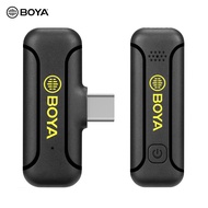 BOYA BY-WM3T2-U1 One-Trigger-One Mini 2.4G Wireless Microphone System Lapel Clip-on Microphones 50M Transmission Range Built-in Battery for Type-C Smartphones Tablets Vlog Live Streaming Interview
