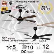 Fiero NICA 56 inches Premium DC motor7+7 speed Ceiling fan Remote Control Ceiling fan  Kipas siling Premium