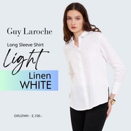 GuyLaroche womansshirt LightLinen เสื้อเชิ๊ตผู้หญิง แขนยาว สีขาว G9U2WH