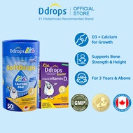 Ddrops Kids Growth & Bone Health Combo. Liquid Vitamin D3 600IU + Calcium D3 & K2 Gummies