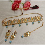 Choker Set / Chokers / Minakari Choker Set / Blue Choker / Blue Necklace / Bollywood Choker Set