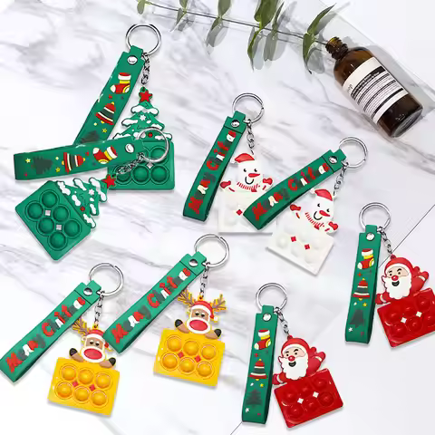 4PCS Christmas Pop Fidget Silicone Anti Stress Push Bubble Pressure Gifts Push Bubble Fidget Stress 