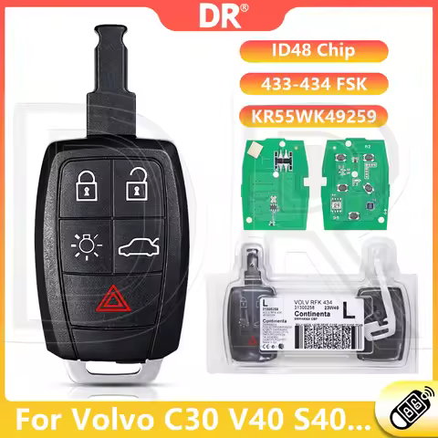 DR3 ID48 Chip 433-434 FSK PFK 31300258 KR55WK49259 Car Remote Control Key For Volvo C30 V40 S40 V50 
