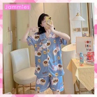 JAMMIES Milky Silk Terno Pajama Printed Cartoon Shorts Nightwear Short Sleeve Sleepwear Set for women