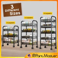 3/4/5 Tier Trolley Rack Kitchen Storage Rak Tingkat Besi Serbaguna Beroda Bertingkat Bilik Air Mandi