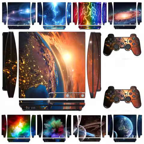 Starry Sky 3151 Vinyl Skin Sticker Protector for Sony PS3 Slim PlayStation 3 Slim and 2 controller s
