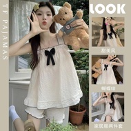 Women Pajamas Women's Sling Pajamas Sling Shorts Side Women's Pajamas Bubble Cotton Loungewear