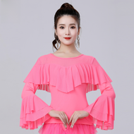 Áo Biểu Diễn Tay Dài Lưới Mới Dành Cho Nữ Modern Dance Latin Dance Practice Suit Waltz Dance Perform