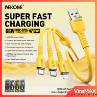 Dây cáp sạc nhanh 3 đầu 66W CHÍNH HÃNG WEKOME WDC-07 / PD 100W 11 3 in 1 typeC