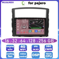 MUJAJNDO for Mitsubishi pajero android12 2 4 8GB RAM 9inch voice command carplay IPS QLED android auto car stereo car head unit with 4G DSP 360panorama dashcam wifi fm am