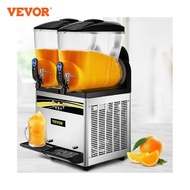 VEVOR 2x15L Commercial Slushy Machine Double Drink Dispenser Cold Juice Beverage Maker Stainless Steel for Home Bar Rest