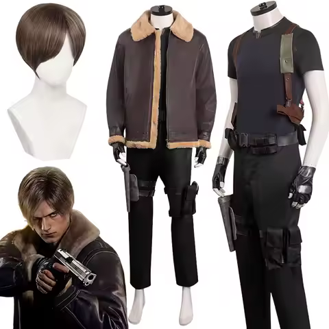 Fantasia Agent Leon Cosplay Outfits Men Disfraz Biohazard Game Hazard Bio Costume Disguise Male Hall
