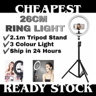 [Ready Stock]26cm LED Ring Light with 2.1M Tripod Stand Youtuber FB Live Mobile Shooting Tiktok Live