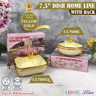HOME LINE 7.5 inch yellow gold round and square casseroledeluxe with chrome gold stainless steel she