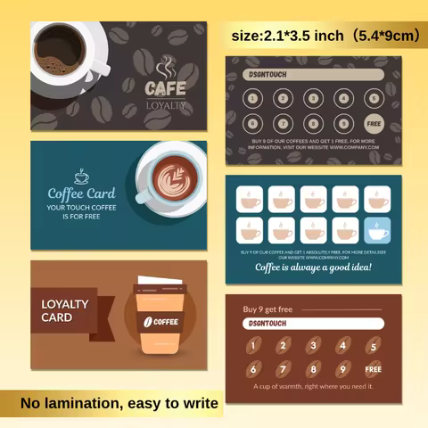 Loyalty Card for Coffee Shop 300gsm Art Paper Custom Design Service Uncoated Surface for Stamping 9x
