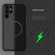 Magnet Matte Phone Case For Samsung NOTE S23 S22 S20 S21 s24 s23fe S9 10E FE Ultra Plus A73 A53 A52 