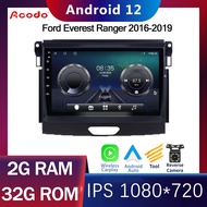 Acodo Android รถวิทยุสำหรับ Ford Ranger 2016-2019 2din Android 12 iPS DSP หน้าจอพร้อม RAM 2G 4G ROM 32G 64G แยกหน้าจอ WiFi GPS YouTube ปลั๊กตรงและหน้ากาก