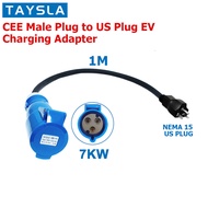 TAYSLA 32A 7kW 5 m wall mounted EV charging cable with CEE EVSE plug portable for car electric vehic