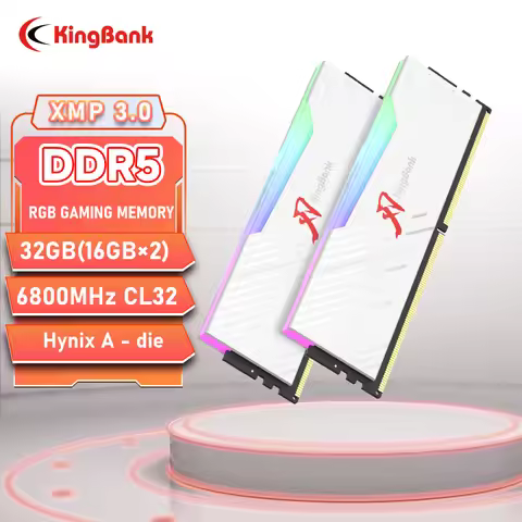 KingBank DDR5 RGB White Memory 32GB【16GBx2】/ 16GB 6800MHz Hynix A die UDIMM Dual Channel Computador 