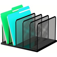 Kuntine.B Desk File Organizer 5 Sections Upright Mesh Desktop Organizer File Sorter Office Organizat