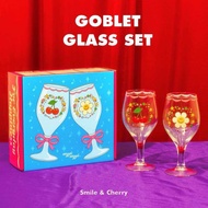 นำเข้าจากเกาหลี🇰🇷 Wiggle Wiggle Goblet Glass Set 340ml. / แก้วใส แก้วไวน์ 2ใบ/ชุด