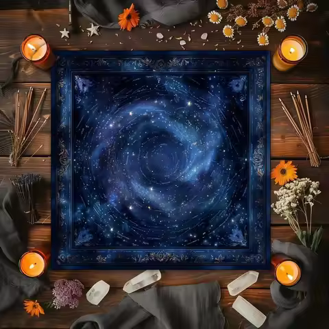 VIKAMA Deep Blue Star Chart Tarot Card Altar Cloth Astrology Universe Ceremony Tablecloth Witchcraft