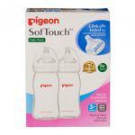 PIGEON Wide Neck SofTouch PP Bottle Bottle (8oz /2400ml)-Twin Pack Teat / Nipple Size M(3m+)