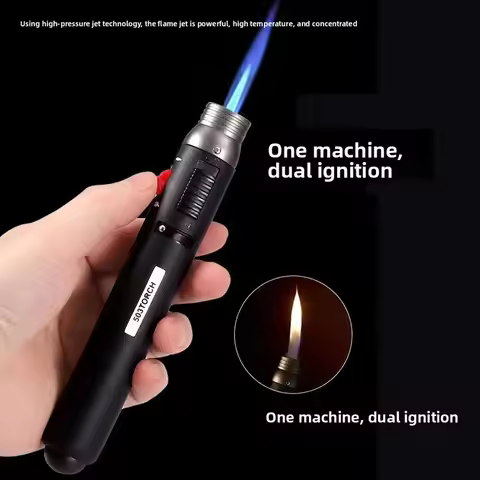 2025 Mini Jet Pencil Flame 503 Adjustable Dual Flame Butane Gas Welding Lighter Men's Welding Torch