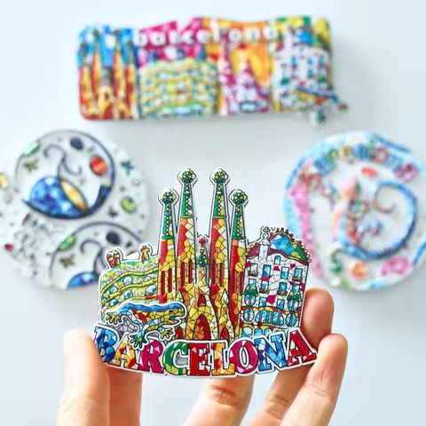 1pc, Barcelona Fridge Magnets, Barcelona Scenery Fridge Magnets, Spain Fridge Magnets, Spain Attract