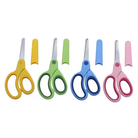 Safty Scissors For Kids Student DIY Paper Children's Left-handed Scissors Scissors With Sleeve Cutti
