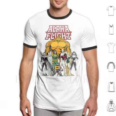 Alpha Flight Team T Shirt Men Cotton 6xl Alpha Flight Aurora Canada Canadian Guardian Northstar Retr