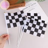 DUJIA 10Pcs Black And White Square Hand Flag Racer Waving Flag Racing Flags Car Flag SG