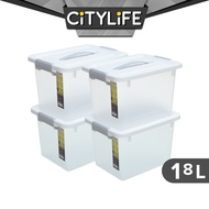 Citylife 18L Stackable Storage Container Box With Retractable Handle Plastic Container X-6263