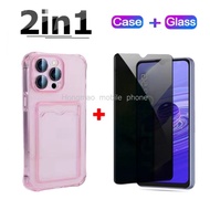 2in1 Anti-Spy Tempered Glass+phone case For Vivo Y01 Y02 Y02A Y02T Y03 Y04 Y11 Y12 Y17 Y18 Y15 Y15A 