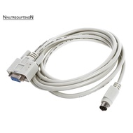 DB9P to 8P Mini Din RS232 Download Cable White 8.2 Ft for PLC -EH