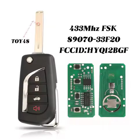 jingyuqin 3+1 Buttons 433MHz 8A-H chip For Toyota Camry 2018+ Flip Remote Key FCCID HYQ12BGF IC:1551