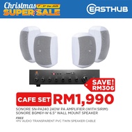 (Christmas Sale 2025) Cafe Shop Sound System Set - SONORE 240W PA Amplifier + SONORE BGM6Y-W 6.5" Sp