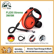 Flexi Xtreme Tape Orange & Black Large 3M/5M/8M Retractable Dog Leash/Lead for Dogs up to 65kg