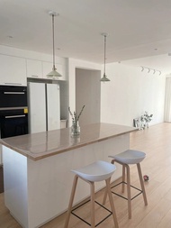 Stool Bar Modern Simplicity High Leg Plastic Seat Bent Wood High Chair Leisure Solid Wood Bar Stool 